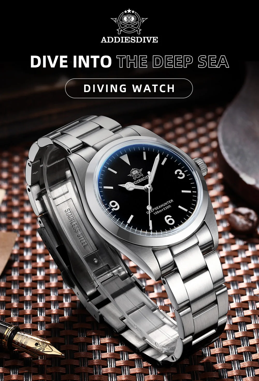 Addiesdive 36mm Sapphire Crystal Quartz Watch AD2023 - Image 11
