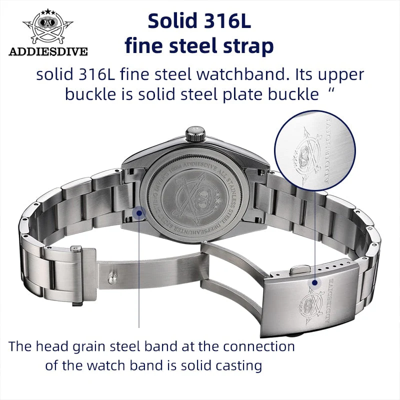 Addiesdive 36mm Sapphire Crystal Quartz Watch AD2023 - Image 4