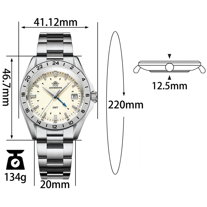 ADDIESDIVE 38mm GMT Quartz Watch AD2063 - Image 4