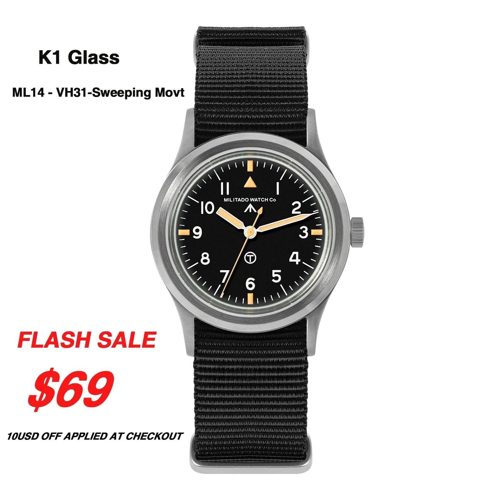 Militado 36mm Retro Military Watch VH31/VH65 Sweeping Hand ML14 V2 - Image 63